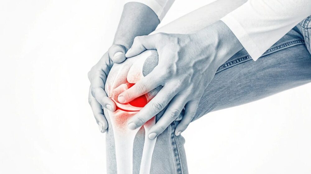 Knie gelenk das Schmerzen aufweist